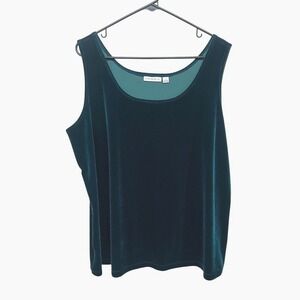 Susan Graver Velvet Tank Sleeveless 2X Teal Jewel Tone Quiet Luxury Glam Chic